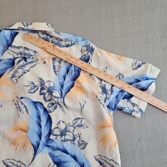 Caribbean Hawaiian Shirt Men's XL Multicolor Linen Blend Button Up S/S Floral - Picture 13 of 14